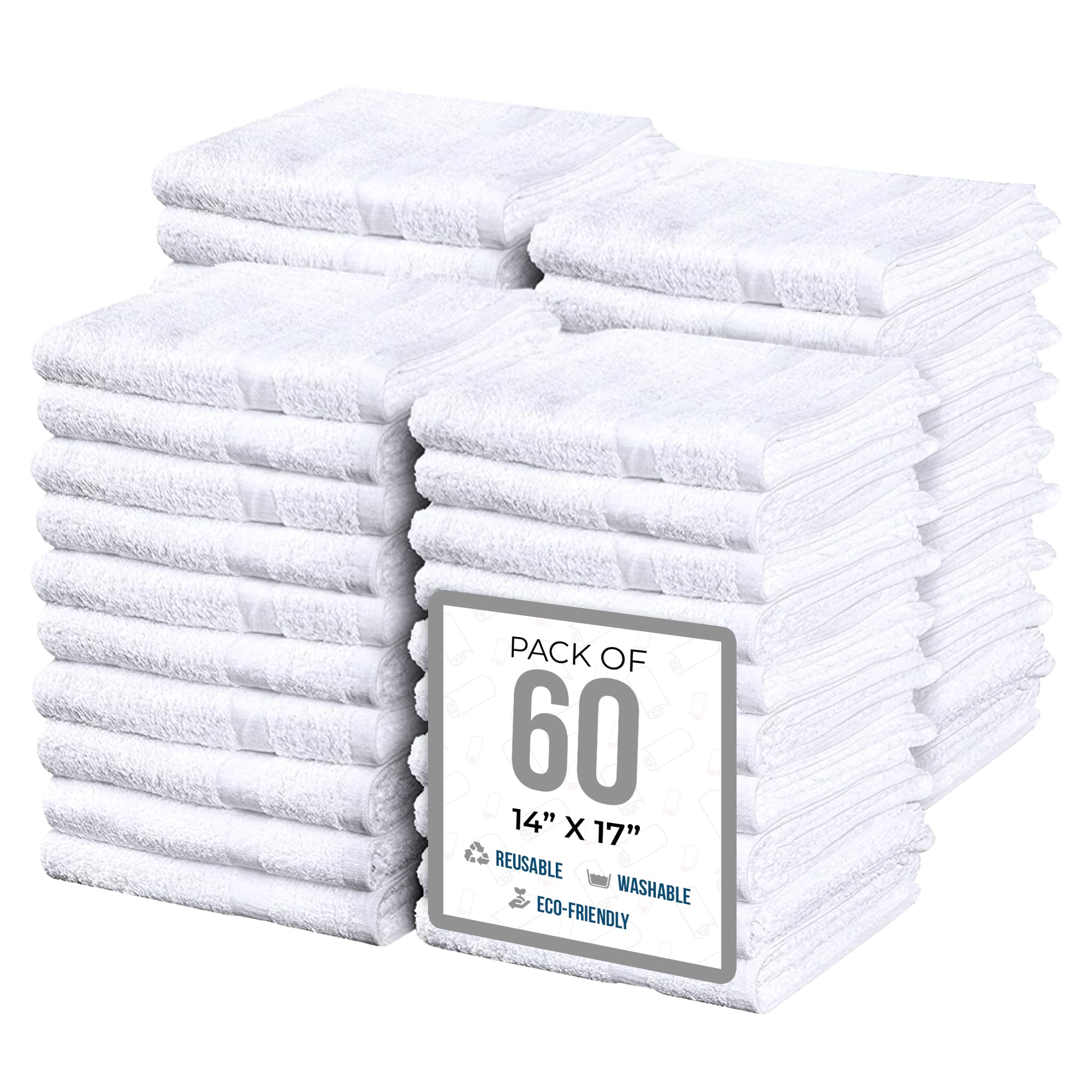 Simpli-Magic Cotton Terry Towels – 60-Pack White Commercial Grade