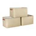 Syeeiex Large Storage Baskets for Shelves with Leather Handle, 3 Pack Fabric Stoarge baskets for Organizing Home, Toys, Office, Clothes Natural