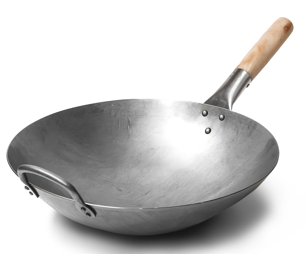 Craft Wok 14 Inch Hand Hammered Carbon Steel Round Bottom Pow Wok