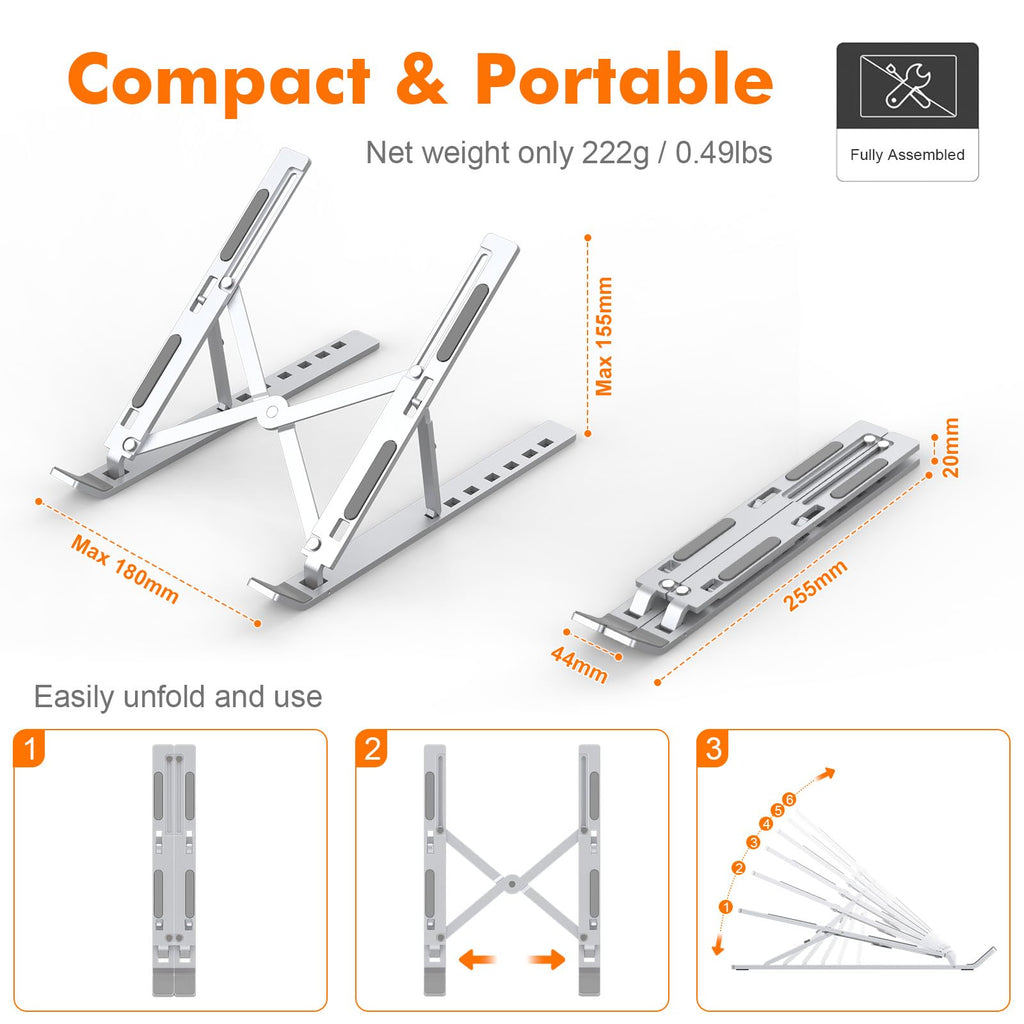 GRIFEMA Laptop Stand for Desk, Aluminum Laptop Riser 7-Angle Adjustable