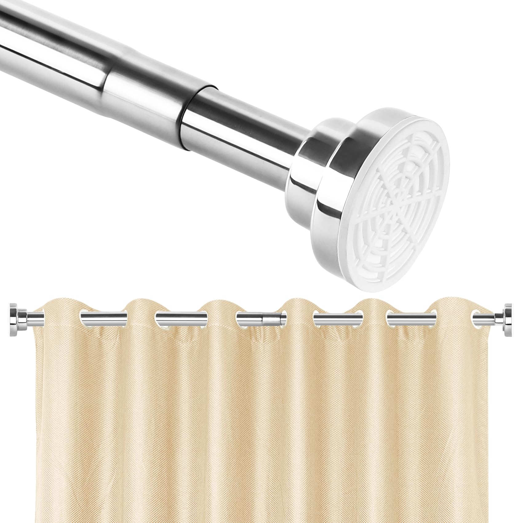 CoFvHo Stainless Steel Shower Curtain Rod | 105-190cm Tension Pole