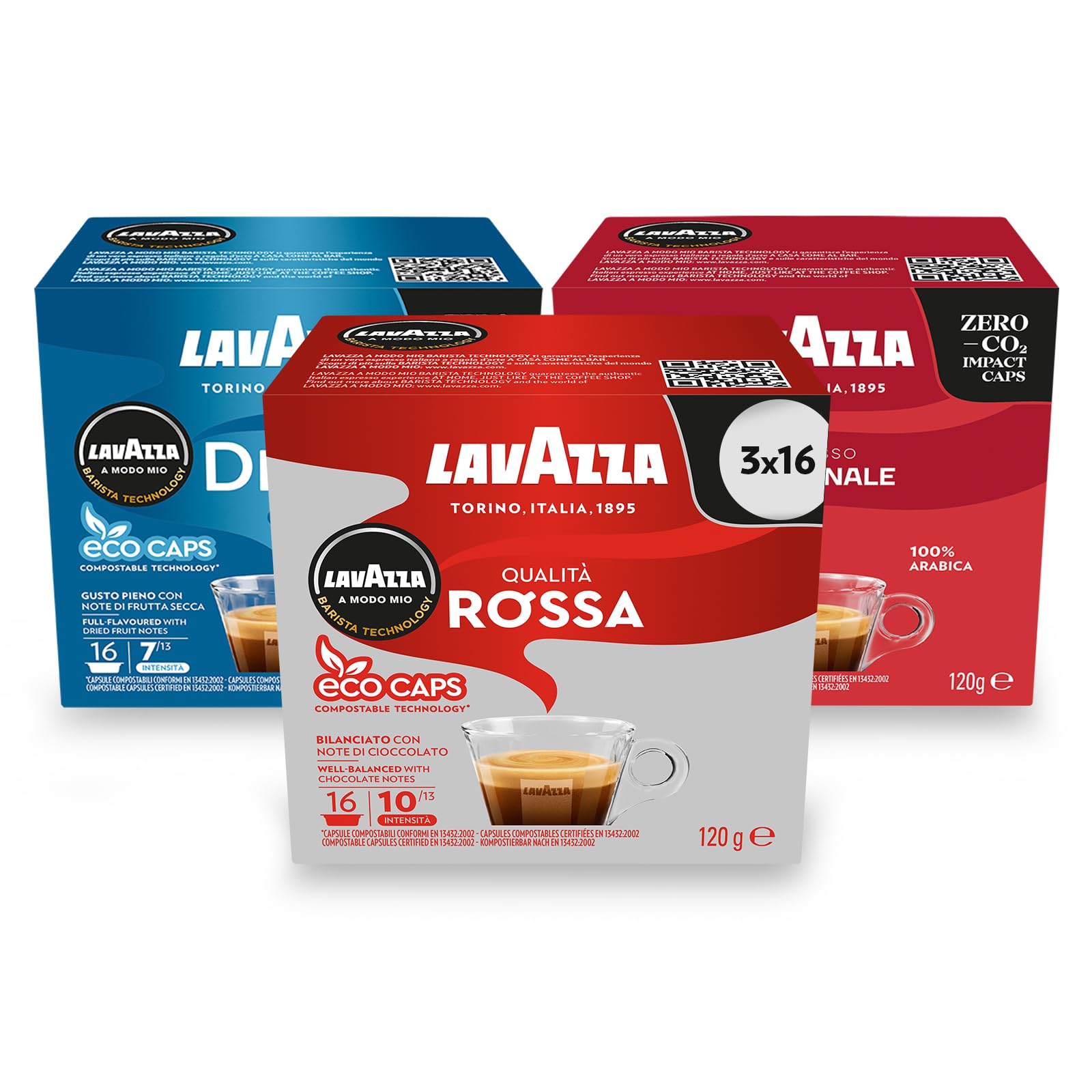 Lavazza A Modo Mio Favourites Trio Coffee Capsules - 48 Compostable Pods