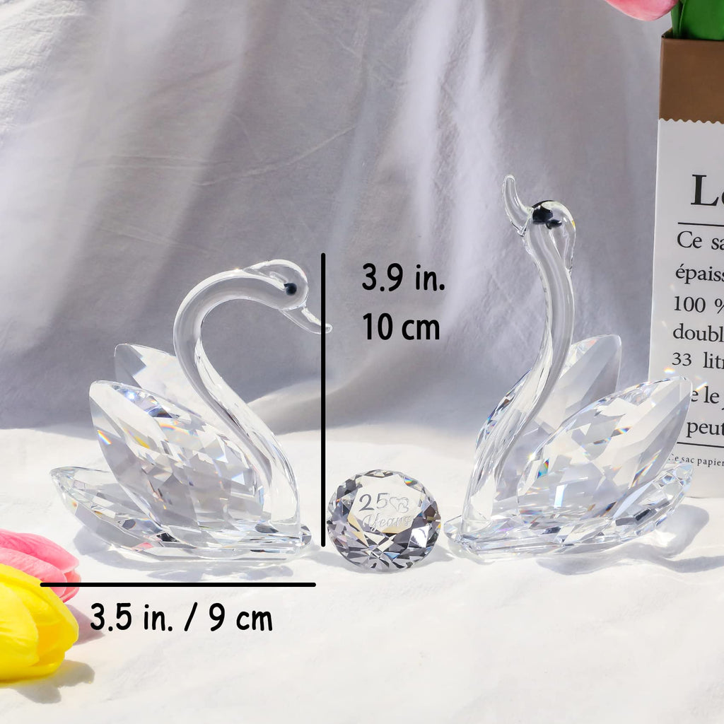 Jolof Store Crystal Swan Figurines – 25th Anniversary Glass Wedding Gift