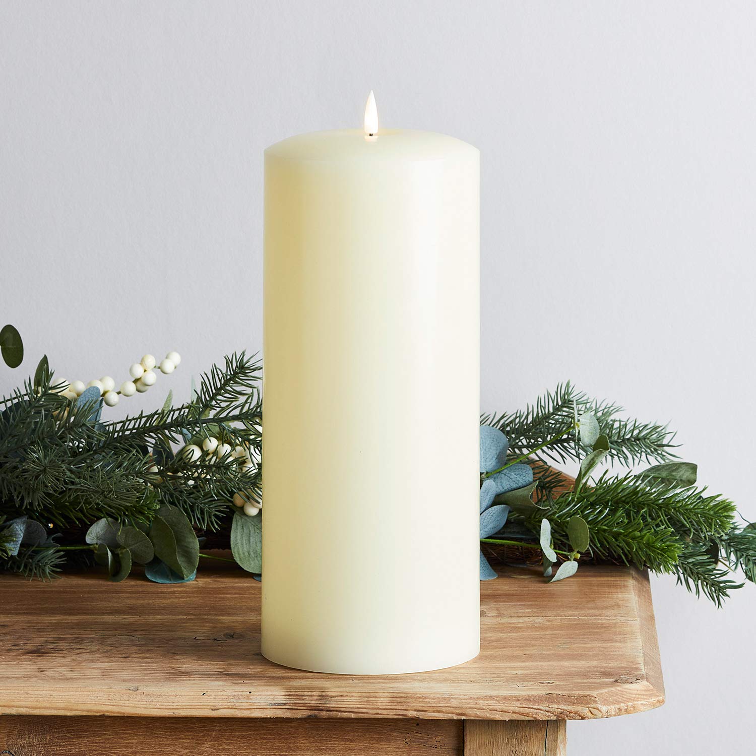 Lights4fun TruGlow 30cm LED Flameless Chapel Candle | Ivory Wax