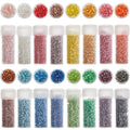 SUNNYCLUE 16 Colors Cylinder Glass Seed Beads - 80g Bulk 2mm Spacer Beads