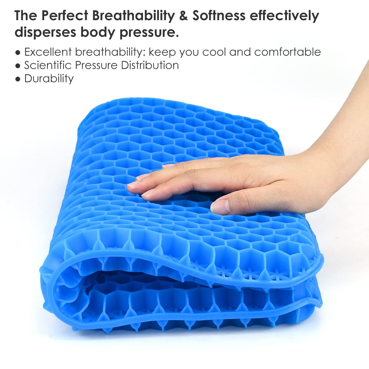 Gel Seat Cushion - Soft Sitter Honeycomb Cushions Double Thick Gel Cushion with Cloth Cover, Cooling & Ergonomic Support Pressure Cushion - image 3