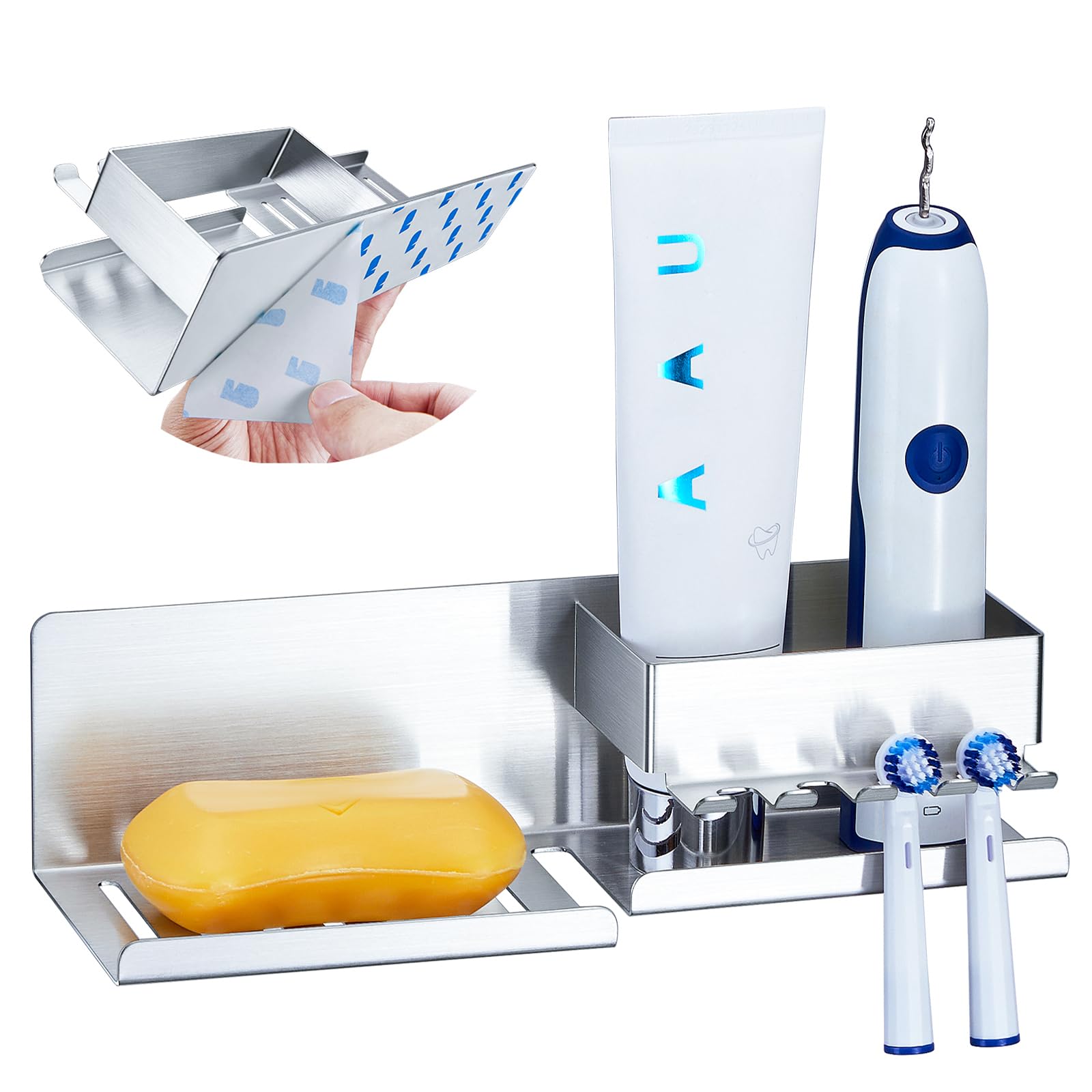 Jolof Store Stainless Steel Wall Mounted Electric Toothbrush Holder