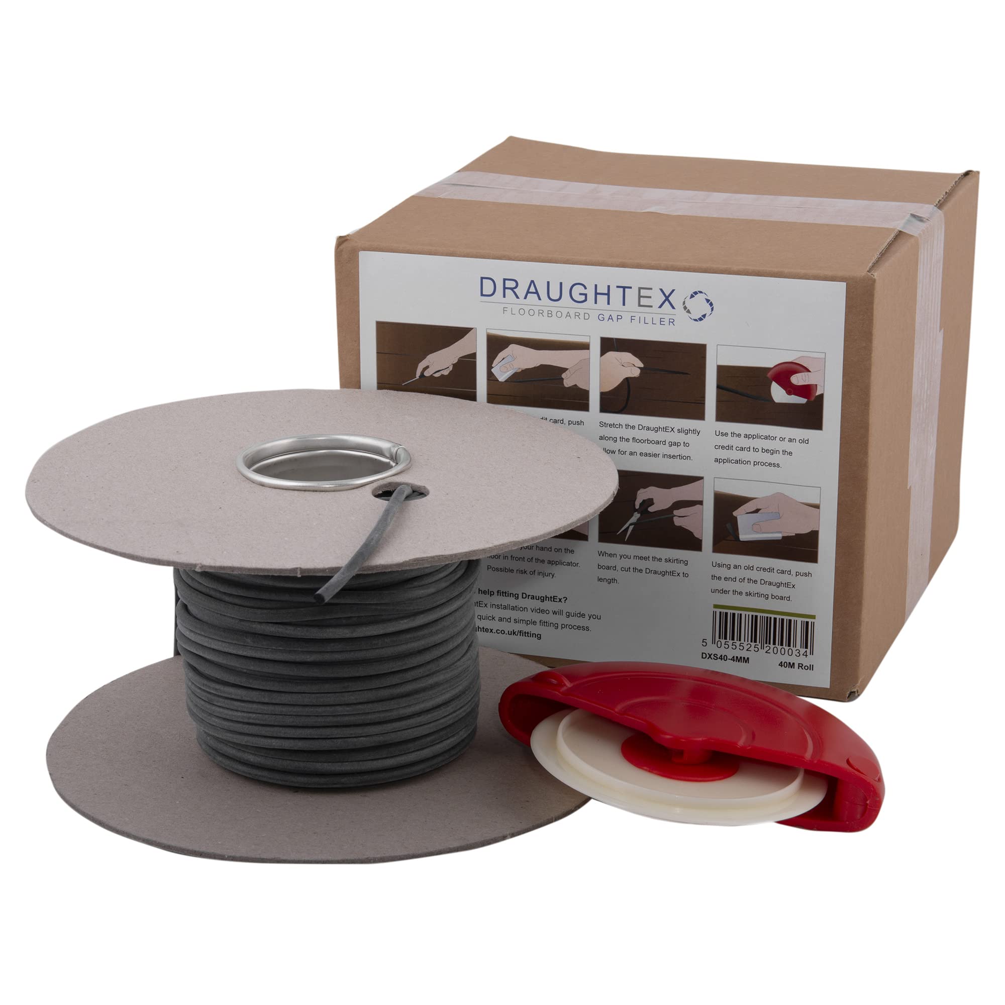 DraughtEx Floorboard Gap Filler – 4mm Thin Draught Proofing (40m Roll)
