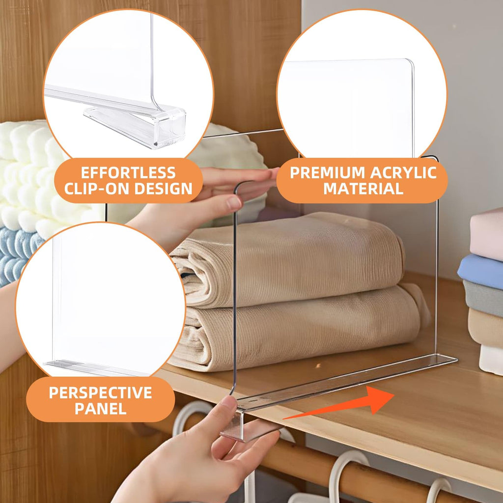 DYUEE Acrylic Shelf Dividers 8 Pack Closet Organizers and Storage Shelves - image 4