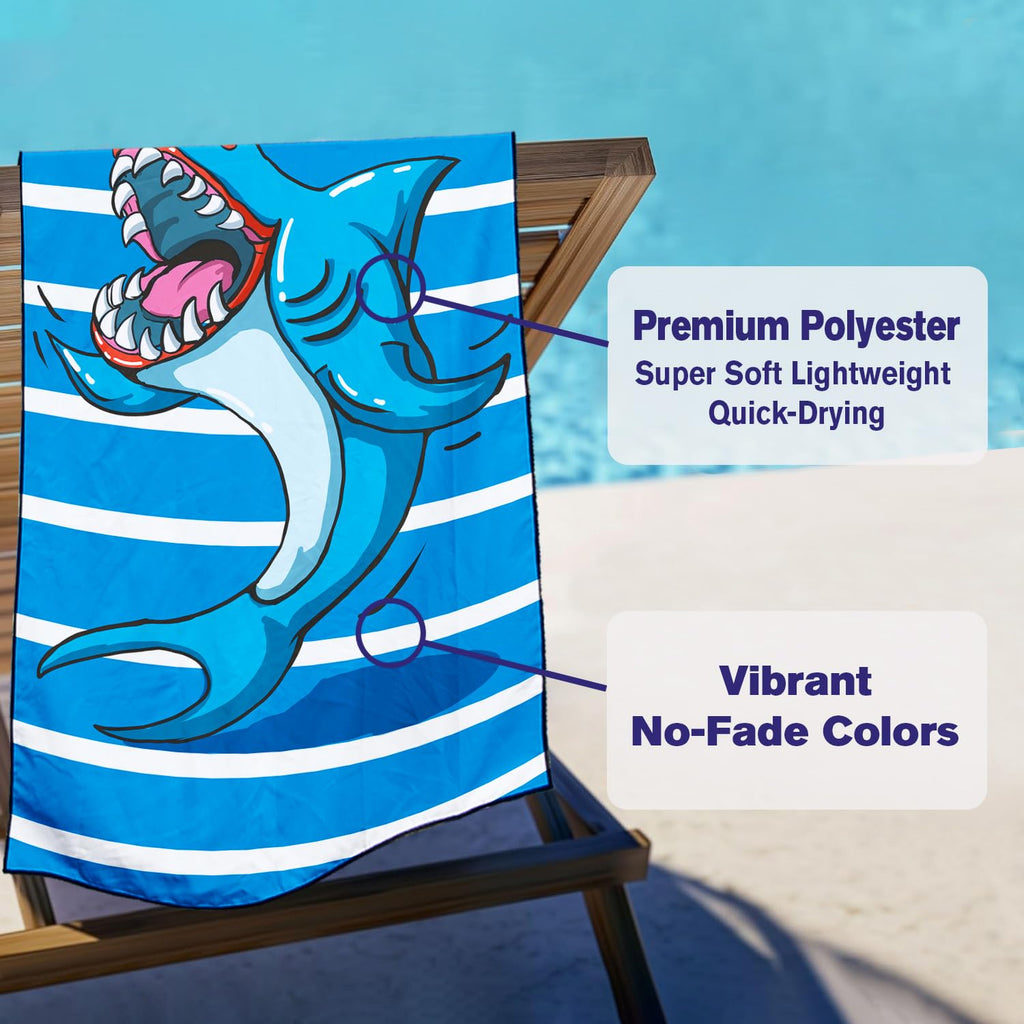 Violetpos Singing Shark Stripe Beach Towel, Extra Large 180x90 cm 250GSM Microfibre, Sand Free Quick Dry - image 3
