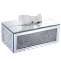 BTSKY Mirrored Glass Tissue Box | Crushed Diamond Crystal Napkin Holder