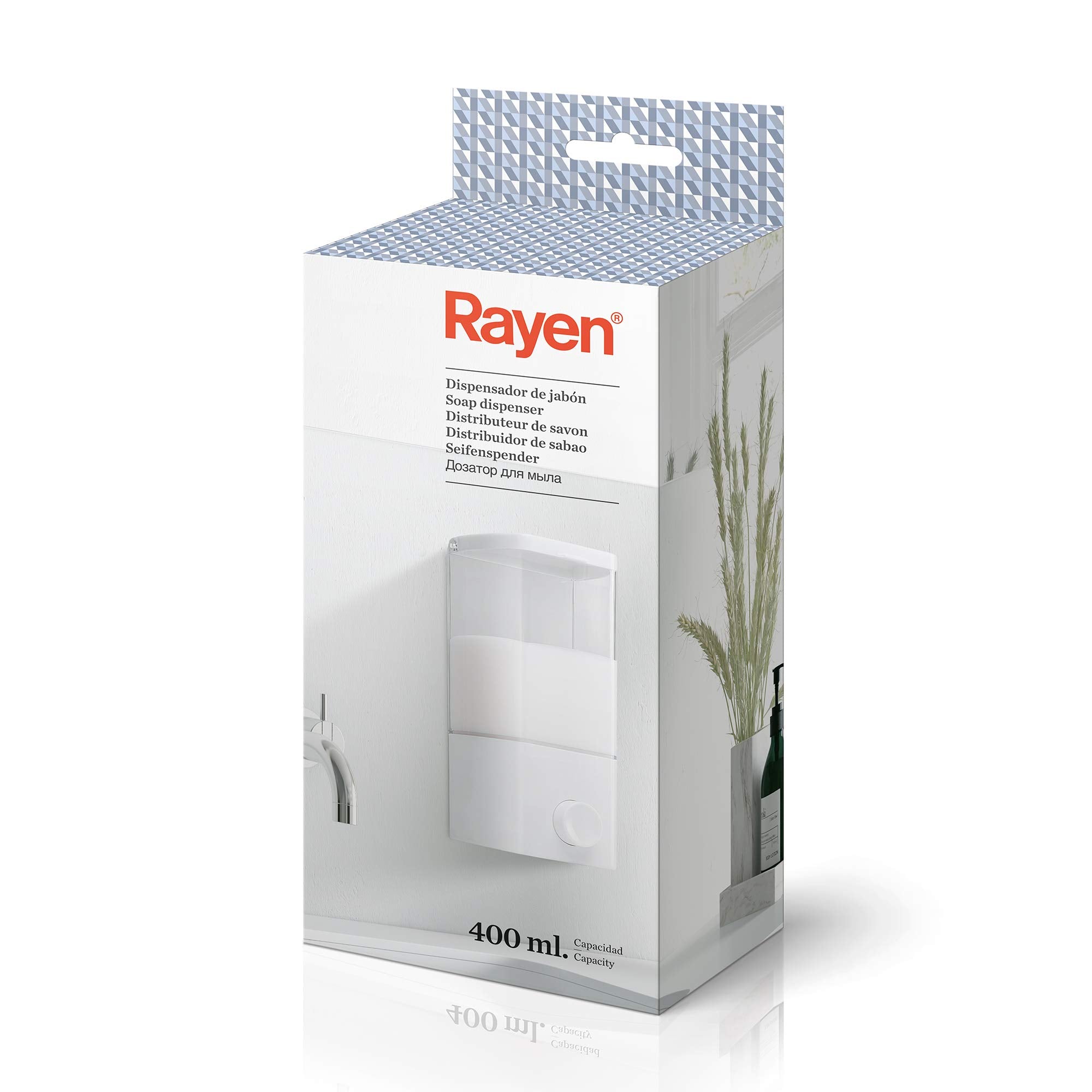 Rayen Soap Dispenser – White Silicone Wall Mounted Dispenser, 1 Compartimento