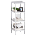 SMIBUY 4-Tier Bamboo Bathroom Storage Shelf | Space-Saving Rack - White