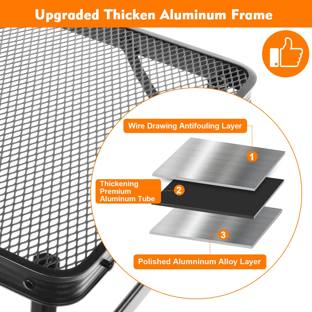 E EASTSTORM Folding Camping BBQ Table | Portable Aluminum Mesh Picnic Table