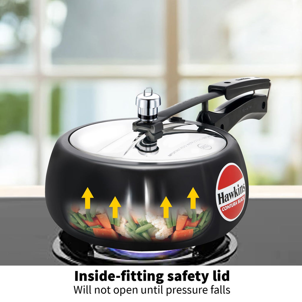 Hawkins Contura 3.5L Hard Anodised Pressure Cooker – Black Handi (CB35)
