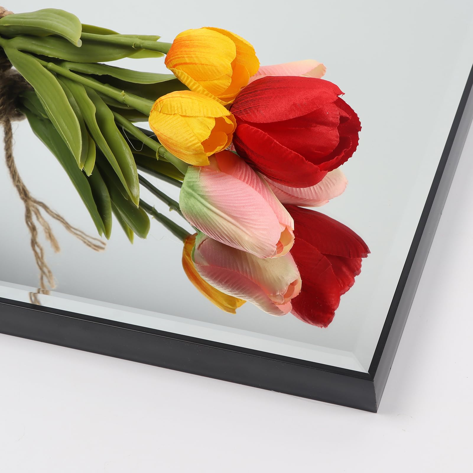 HORLIMER Full Length Wall Mirror | 14x48 Black Frame Shatterproof Glass
