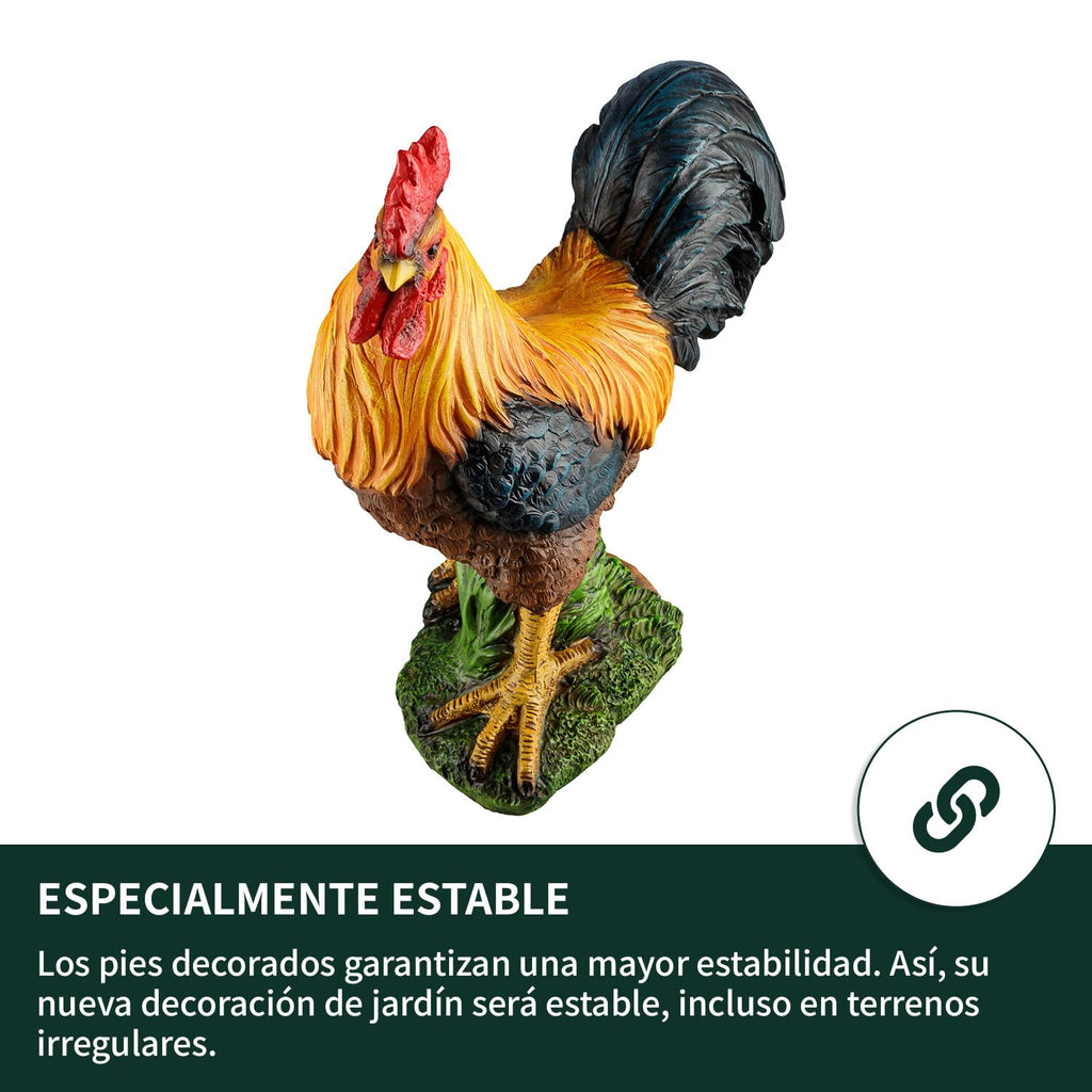 1PLUS Polyresin Cockerel Garden Figurine – Weatherproof Rooster Statue