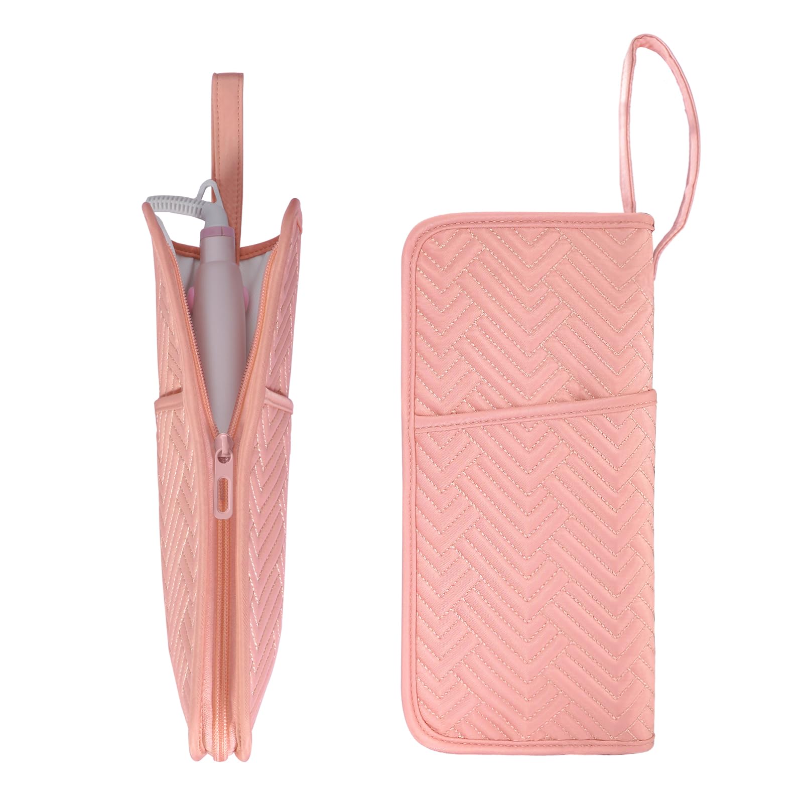 SITHON Heat Resistant Hair Tool Travel Bag | Hot Iron Holder & Mat - Pink