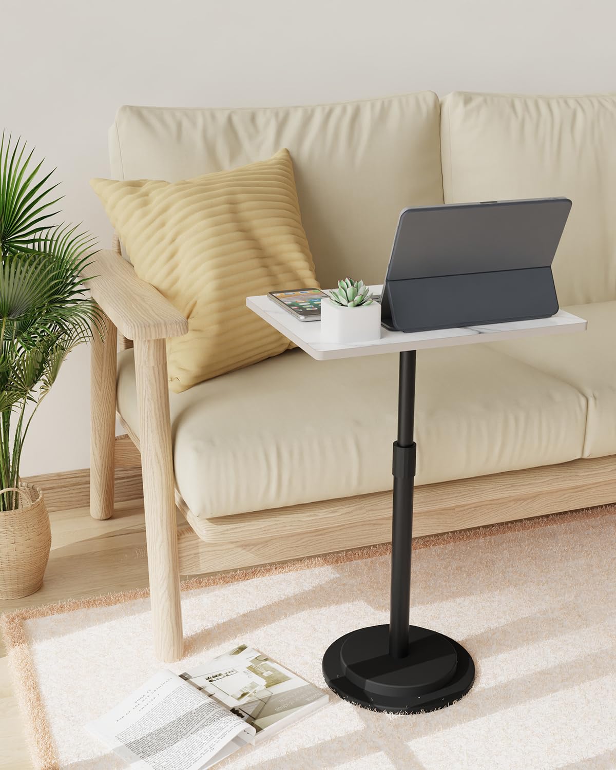 GUOHNHE Rectangle Drink Table, Height Adjustable Stand, 1 Pack, White - image 3