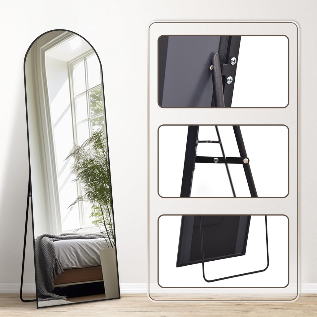 Melodieux Arch Full Length Mirror | 147x44cm Black Aluminium Frame