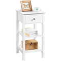 Yaheetech White Wooden Nightstand – Narrow Bedside Table with Drawer