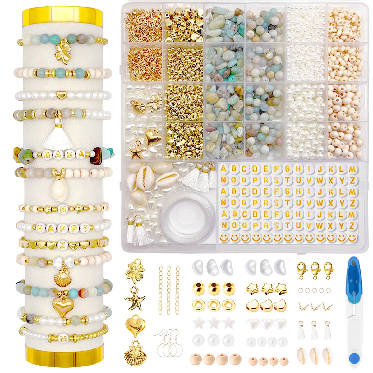 1600Pcs Natural Stone Crystal Beads Jewelry Making Kit