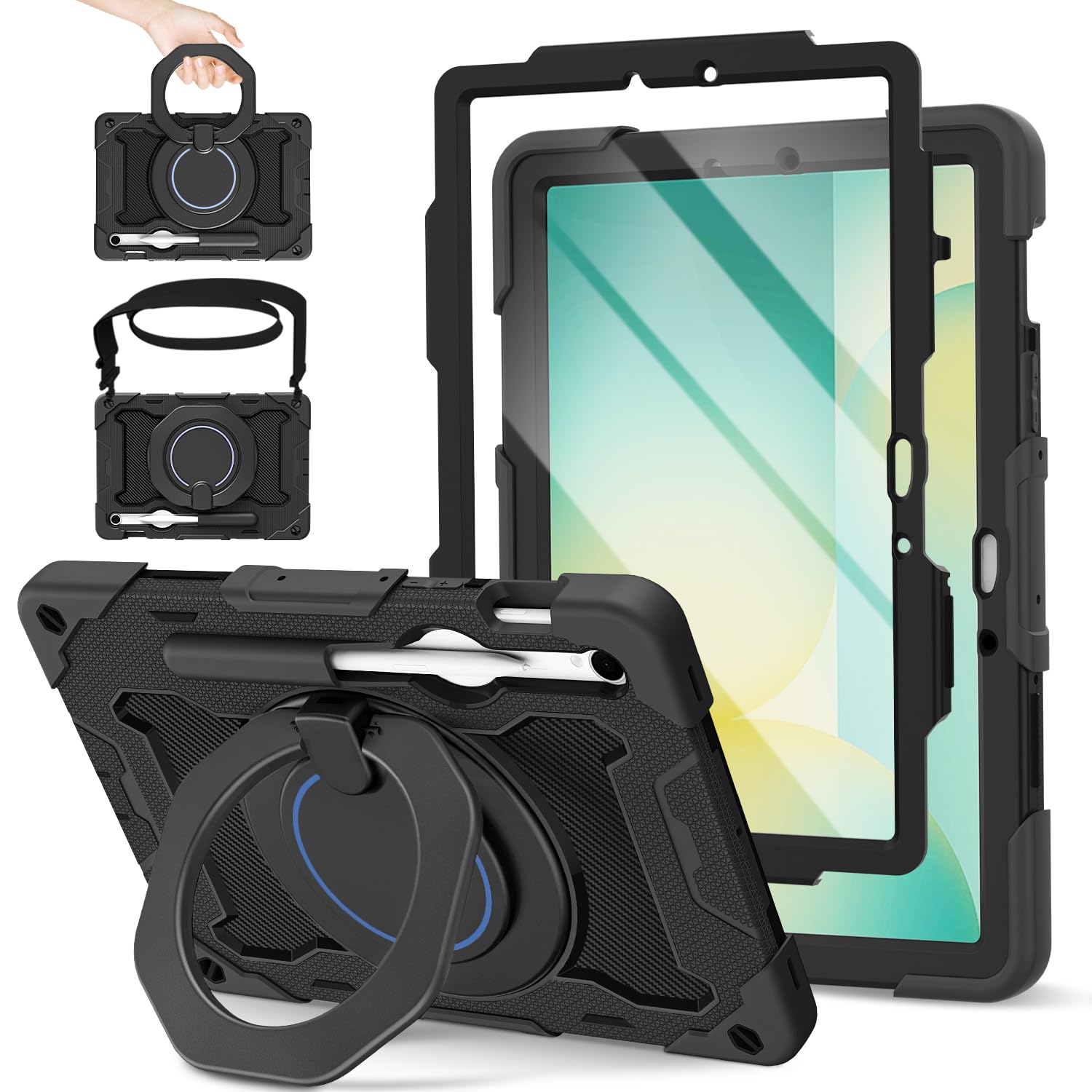 ROISKIN Heavy Duty Case for Samsung Galaxy Tab S10/S9 FE | Rotating Stand