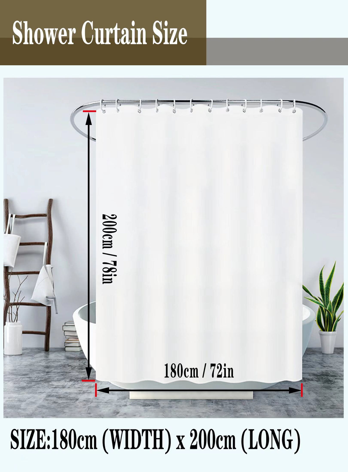 GONOVE Shower Curtain for Bathroom 180 x 200 cm Mildew Resistant Waterproof Polyester Fabric Triangle Shower Curtain Liner Washable Bath Curtain with - image 2