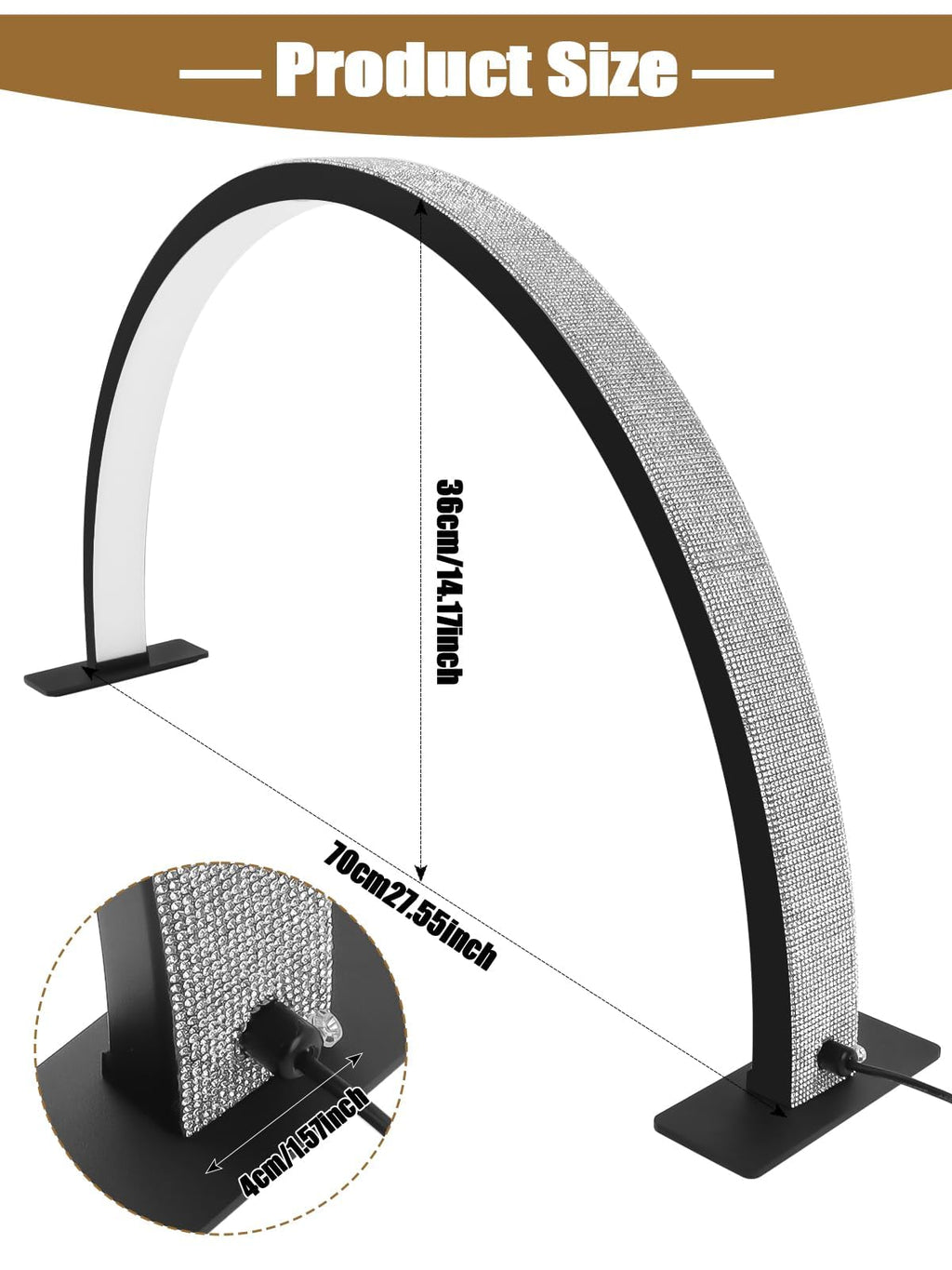 Kalolary 28" Half Moon Lash Light | 3000K-6000K LED Desk Lamp for Nails