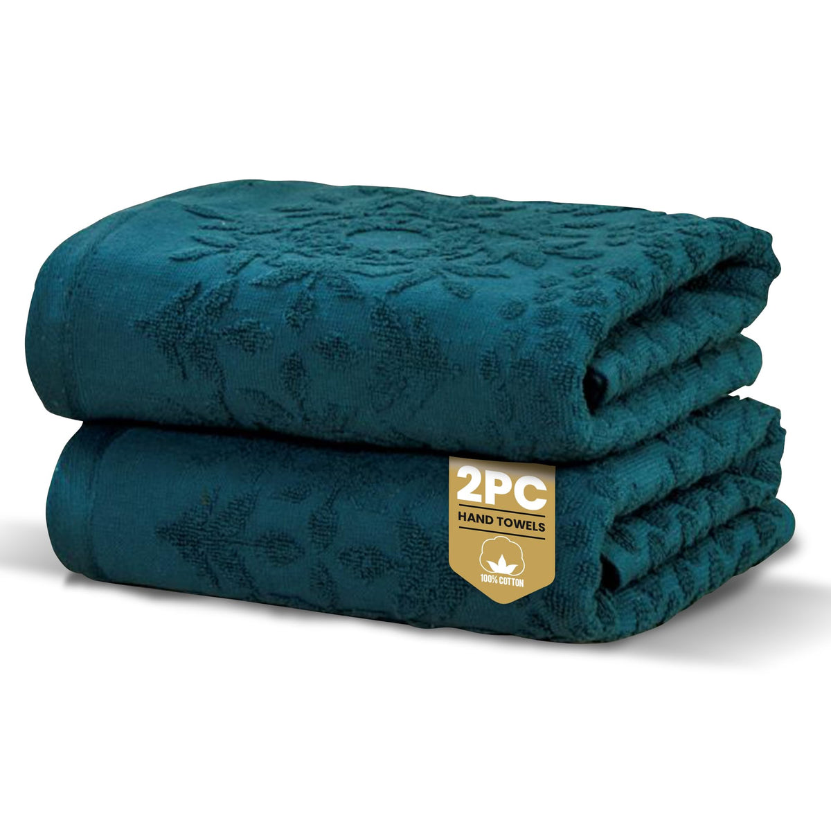 Rapport Home 2-Pack Versailles Jacquard Hand Towels | 50x85cm 100% Cotton 500GSM | Absorbent & Soft Bathroom Towel Set | Oeko-Tex Certified Lagoon - image 1