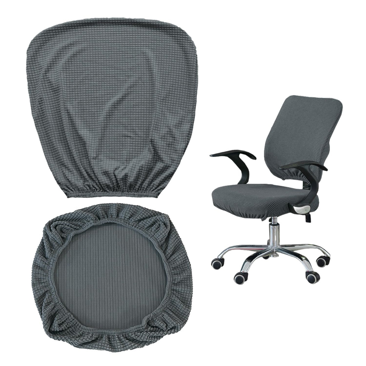 USHXVG 1-Piece Non-Slip Seat Cover, Office Chair Protector Set, Checked Chair Cover, Universal - image 1