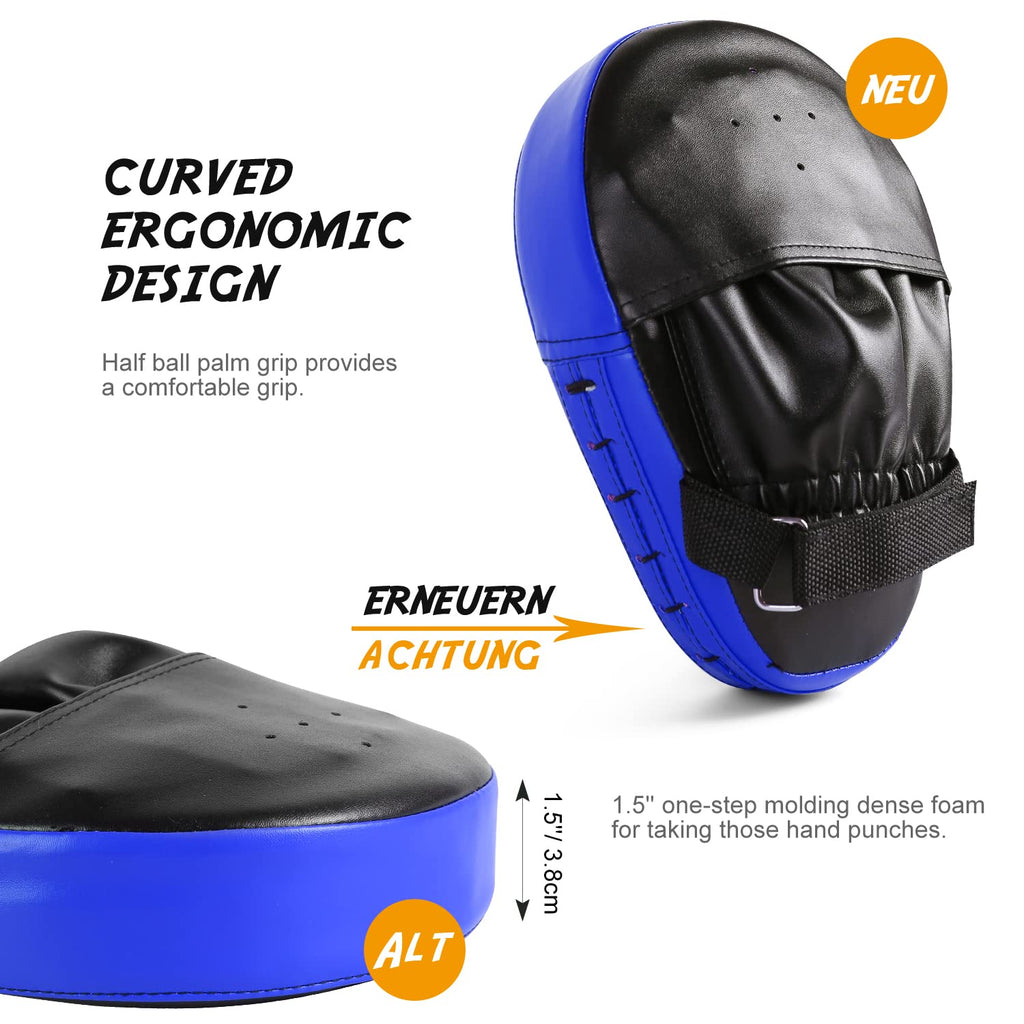Odoland Boxing Mitts and Kick Pad Set | PU Leather Focus Pads - Blue