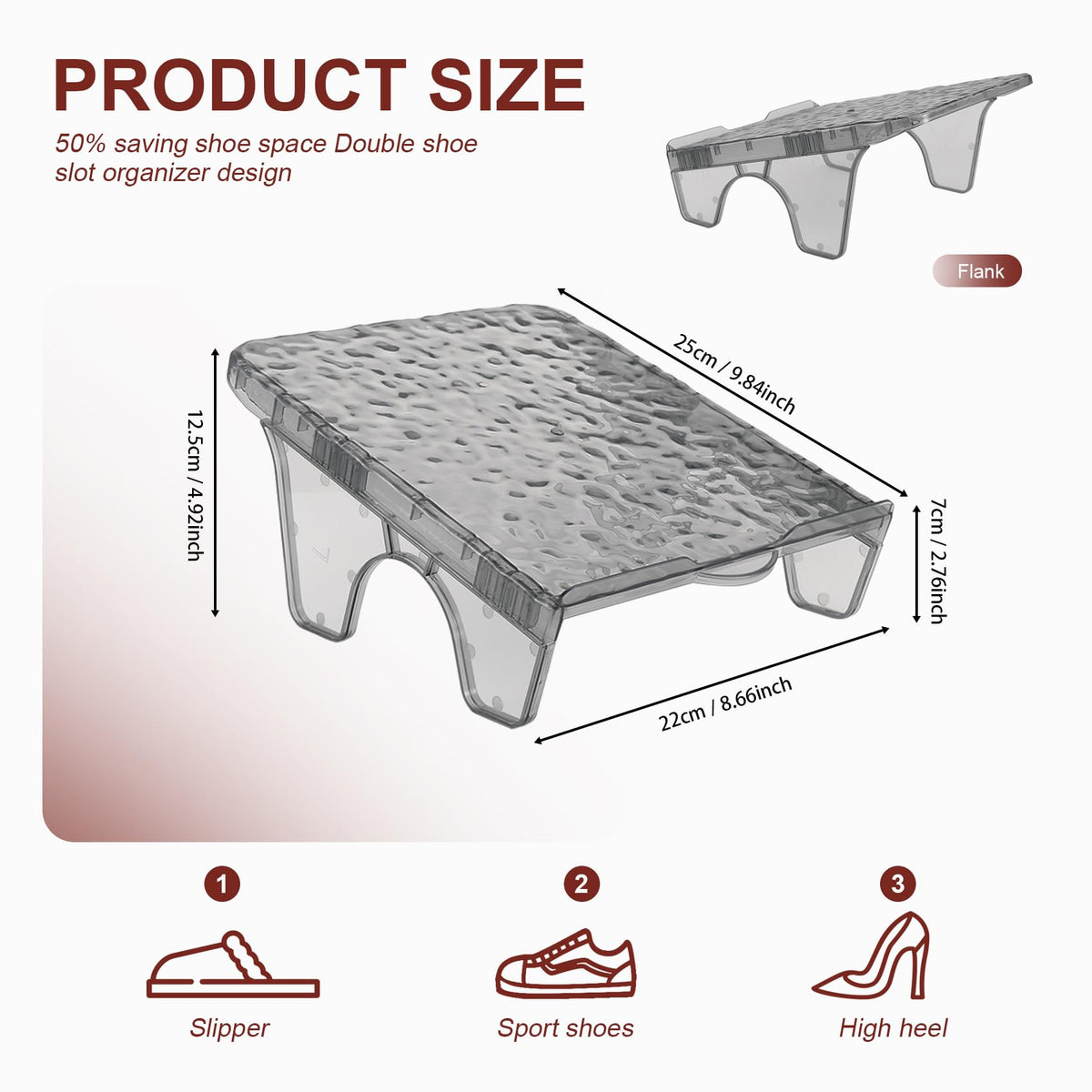 Yocdunm 6 Pcs Double Layer Shoe Rack Slots Organizer Stacker Space Saving Transparent Plastic Shoe Holder Stand Shoe Rack Wardrobe Storage For Cabinet - image 2