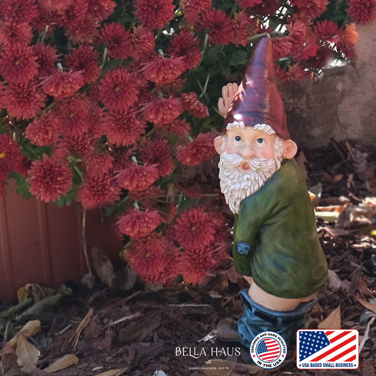 Bella Haus Design Willy the Peeing Garden Gnome - 10.3" Resin Doorstop