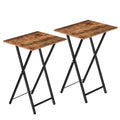 HOOBRO Folding Side Table Set of 2 – Industrial Metal TV Tray Tables