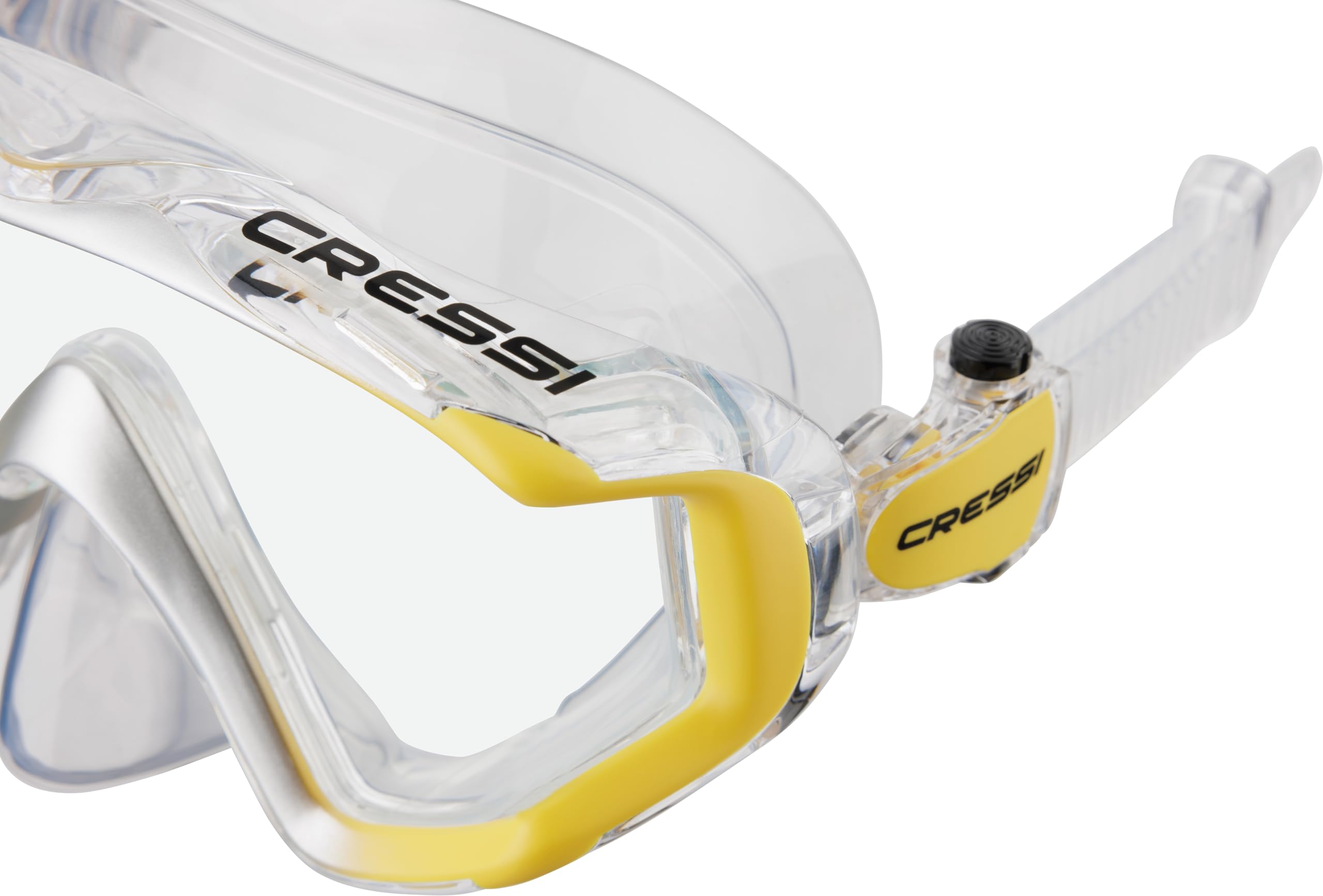 Cressi Liberty Triside Panoramic Scuba Diving Mask – Clear/Yellow Silver