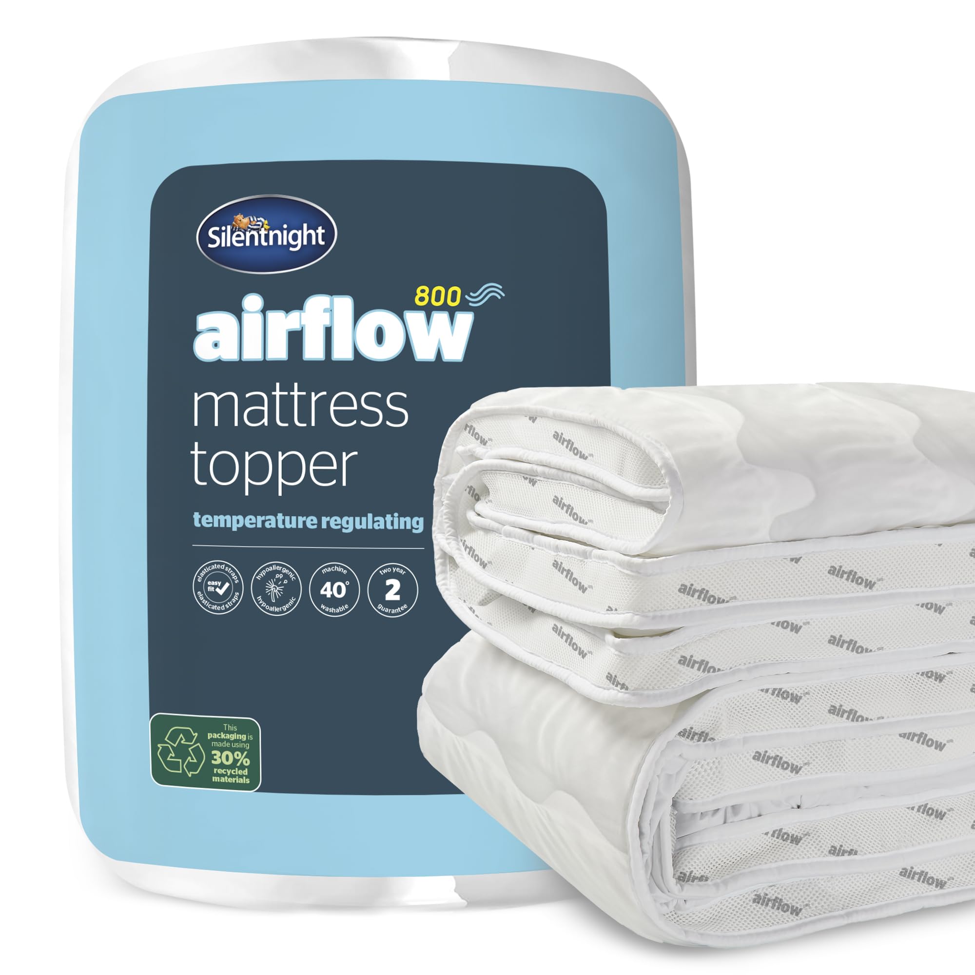 Silentnight Airflow 800 Single Mattress Topper – 8cm Thick Breathable Mesh