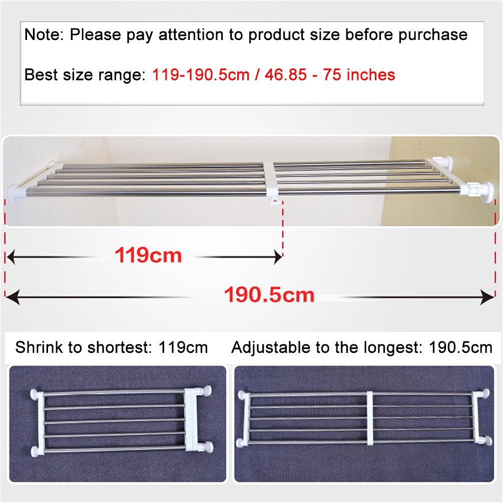 BAOYOUNI Adjustable Wardrobe Shelf Rack – Heavy Duty Tension Closet Divider