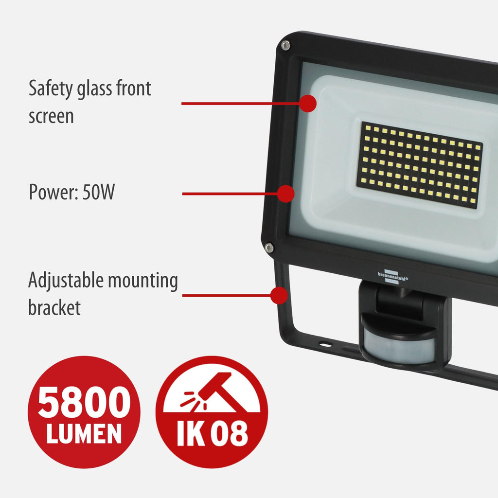 Brennenstuhl JARO 7060 P LED Outdoor Floodlight | 50W 5800lm Motion Sensor