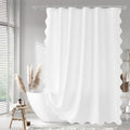 Seasonwood White Scalloped Fabric Shower Curtain - 72 x 72 Inches