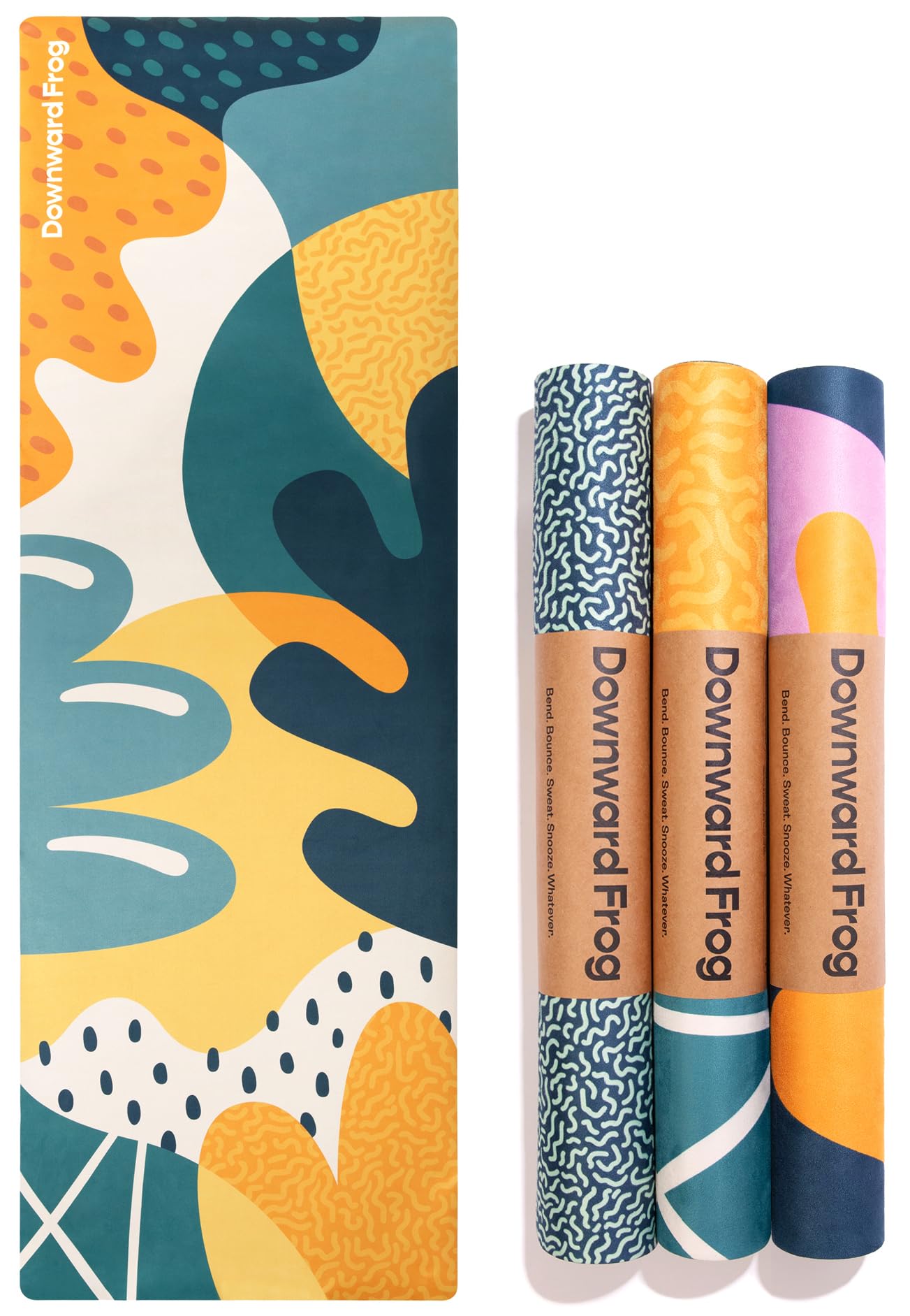 Downward Frog Printed Yoga Mat | Eco Natural Rubber & Vegan Suede, 4mm