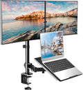 HUANUO Dual Monitor Mount with Laptop Tray | Adjustable Desk Stand