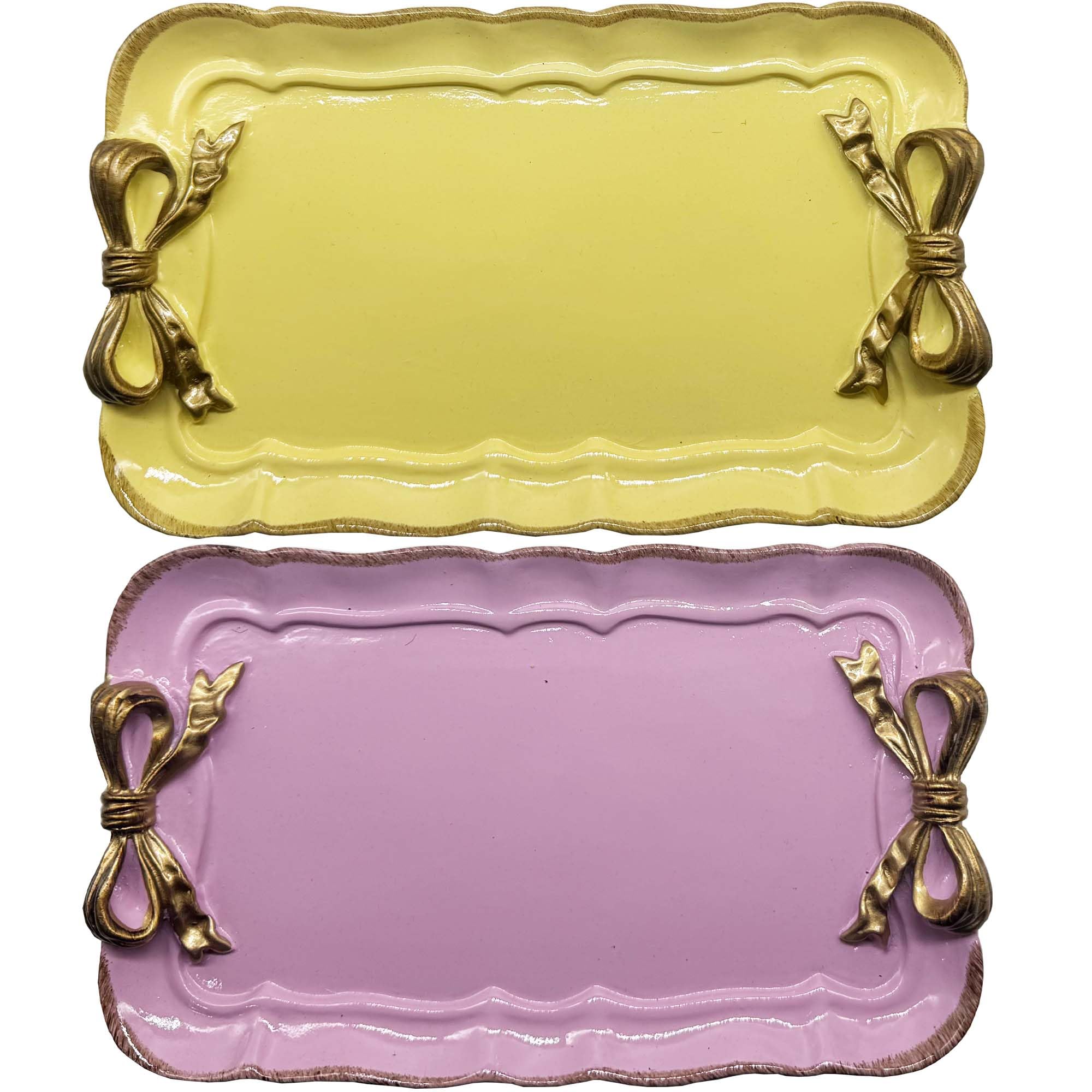 Vintage Resin Decorative Tray – 2PC Bow-Knot Jewelry Dish Plate