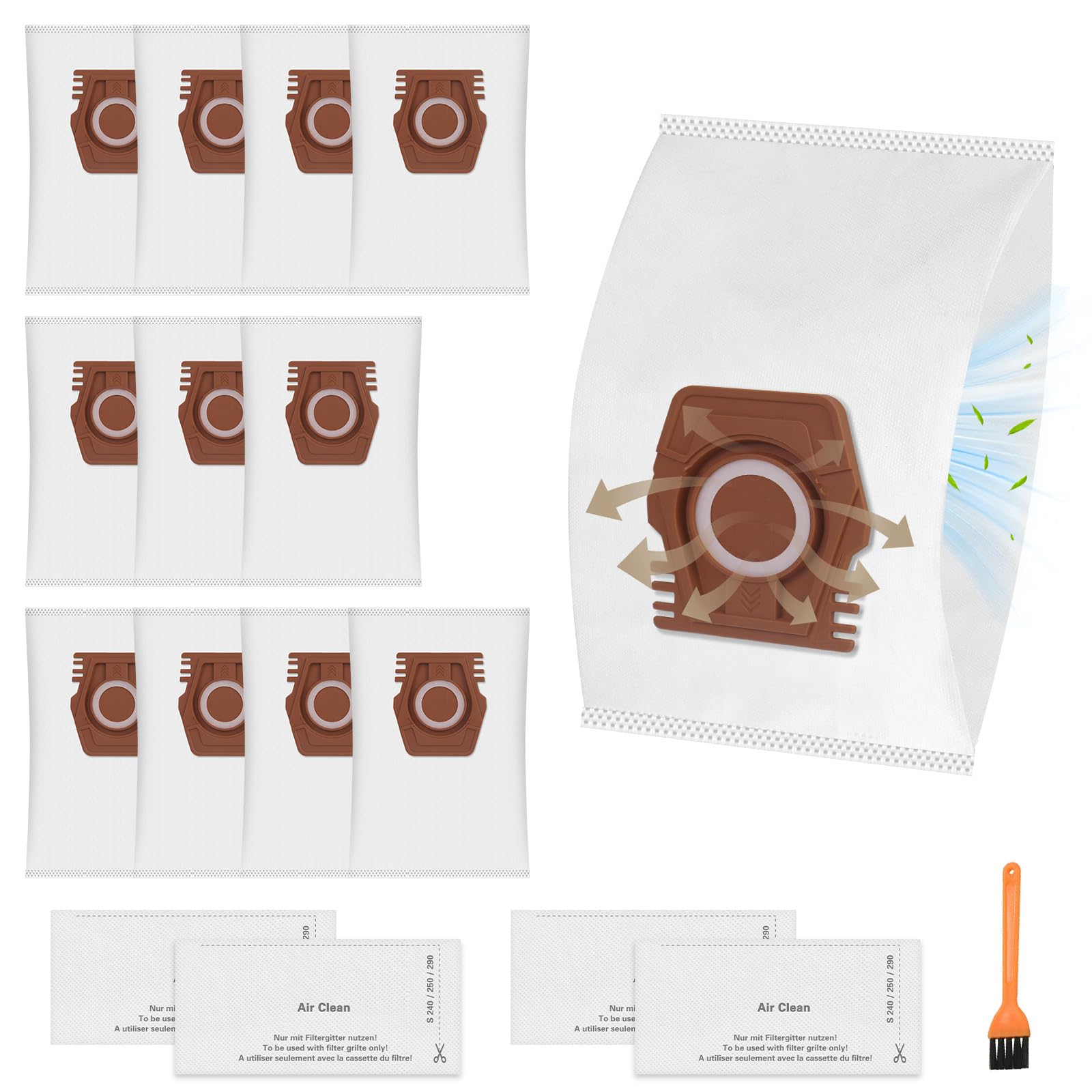 12-Pack 3D Dust Bags for Miele Cat & Dog Series Vacuums