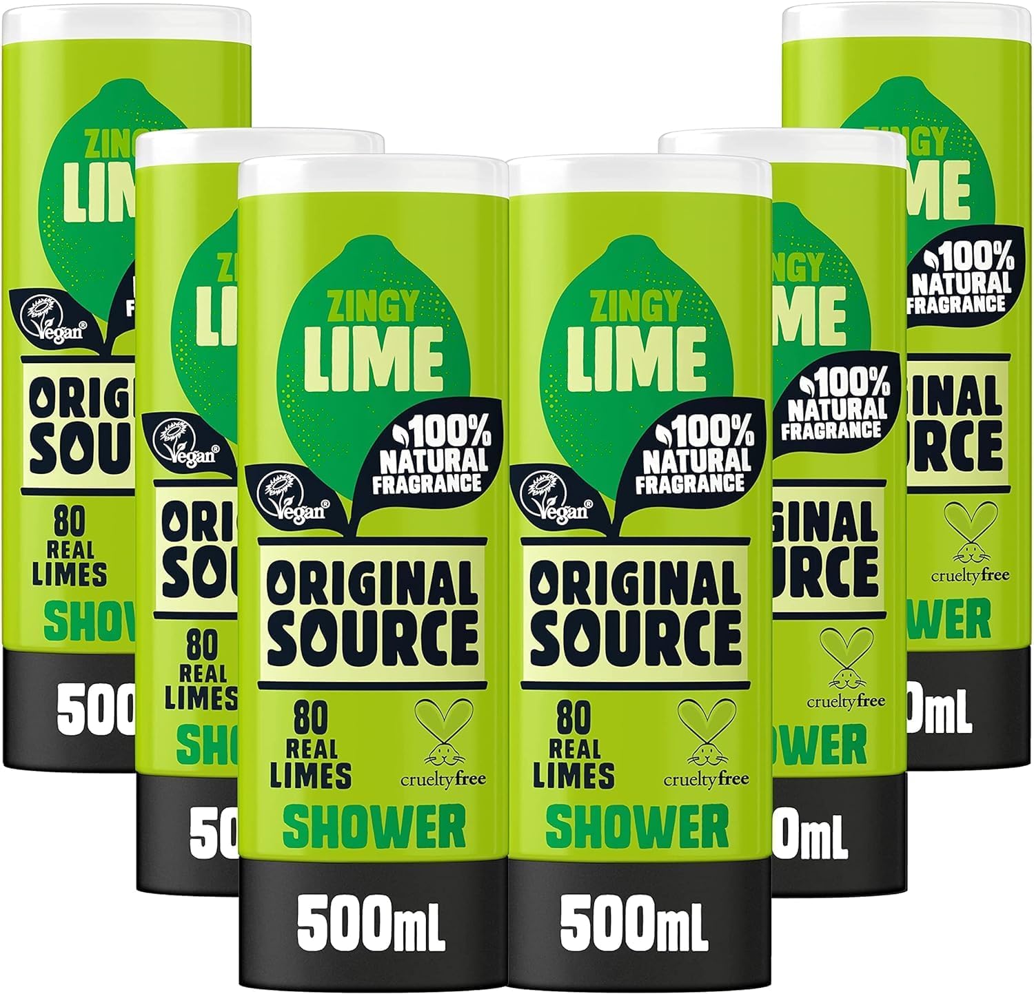 Original Source Lime Shower Gel – 100% Natural Fragrance – 6 x 500ml Bulk