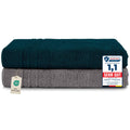 Komfortec Jumbo Bath Towels, 100% Cotton, Quick Dry, 80x200, Grey & Teal