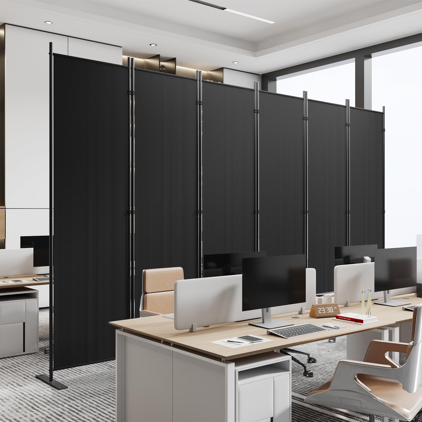 C-Hopetree 6-Panel Room Divider | 180cm Folding Privacy Screen - Black