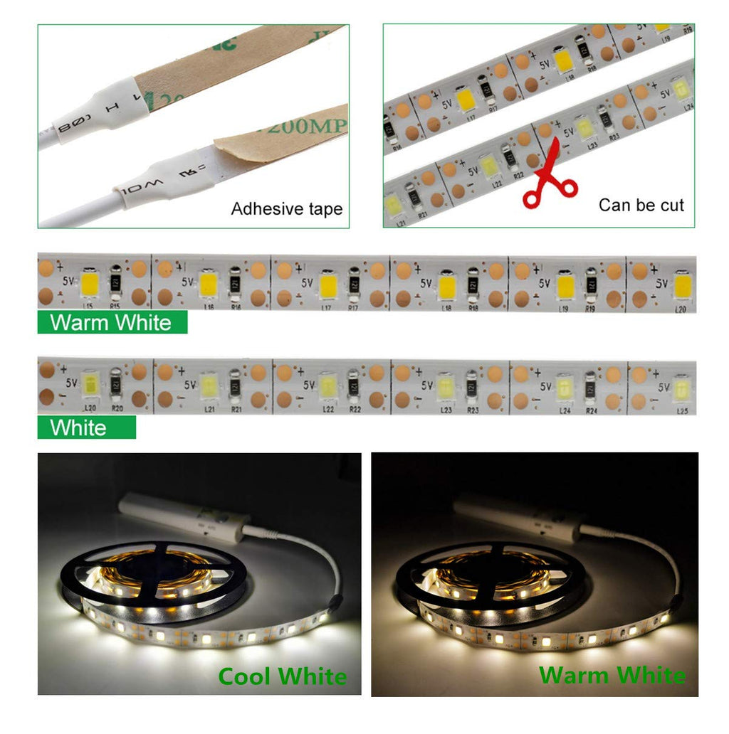 Jolof Store Motion Sensor LED Strip Light | Battery Powered Cool White 5M