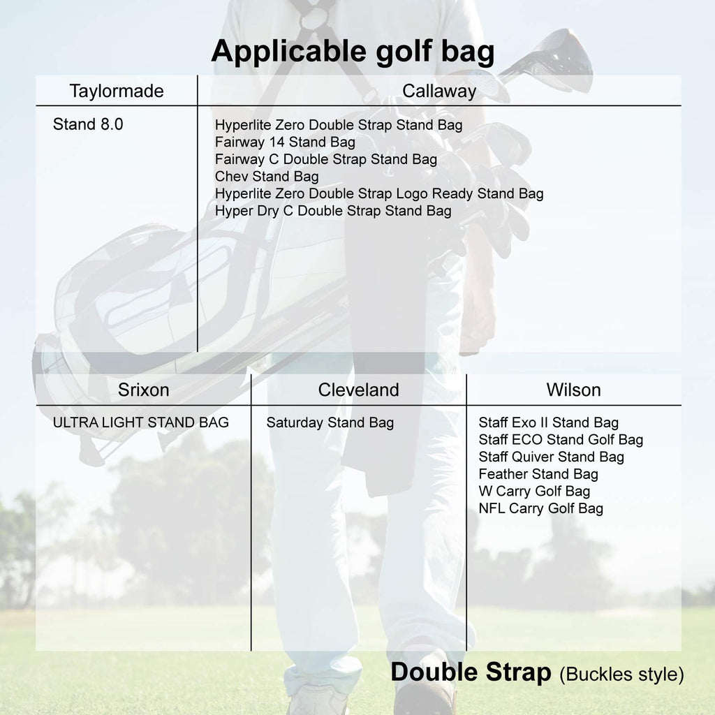 Big Teeth Golf Bag Strap Replacement | Padded Nylon Adjustable 4-Hook