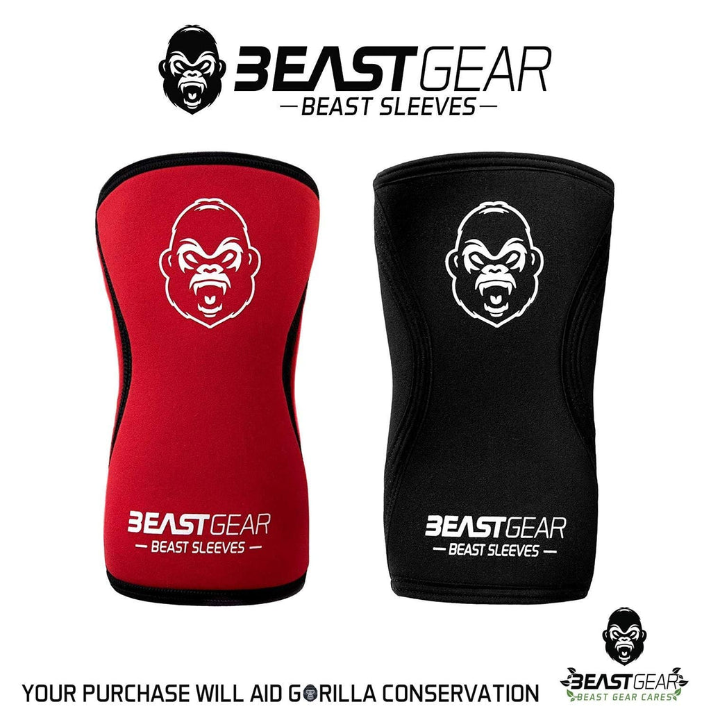 Beast Gear 5mm Neoprene Knee Sleeves for Powerlifting & Squats - Medium